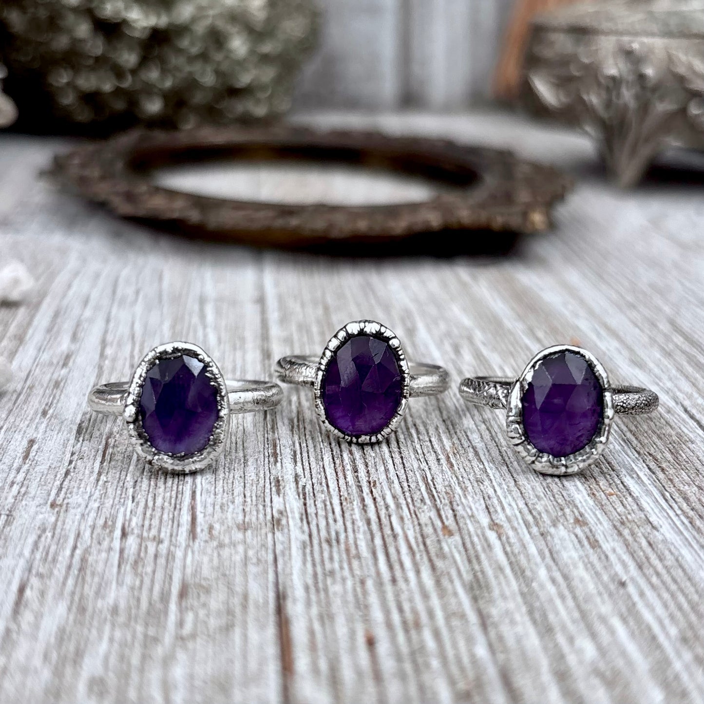 Amethyst Ring Fine Silver Small faceted Stone Ring Size 5 6 7 8 9 10 11 / Foxlark Collection