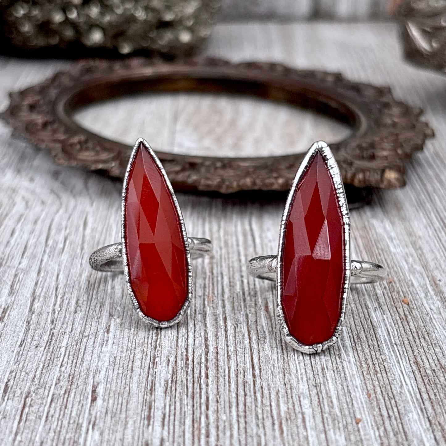 Carnelian Ring Fine Silver Small faceted Stone Ring Size 5 6 7 8 9 10 11 / Foxlark Collection