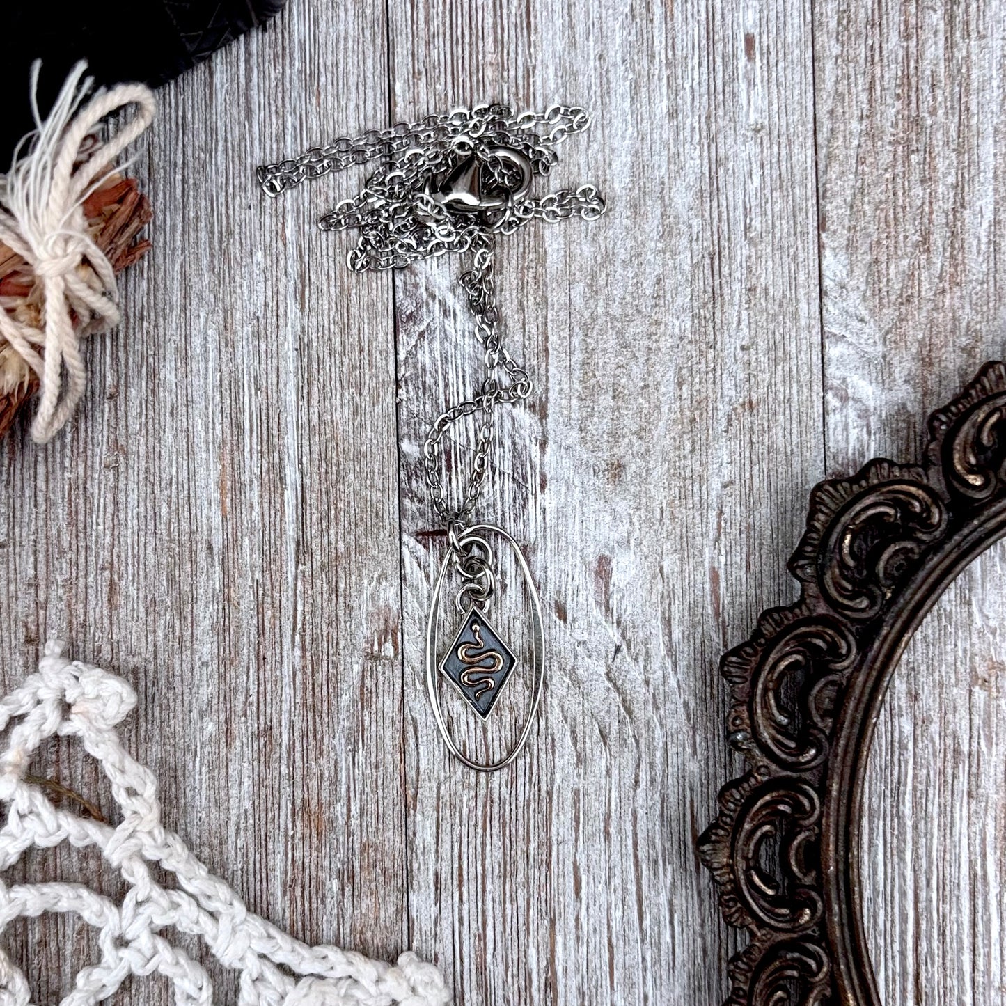 Diamond Snake Talisman Necklace / Talisman Collection-Sterling Silver