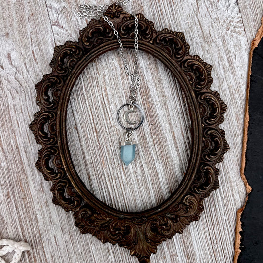 Aventurine Moon Talisman Necklace / Talisman Collection-Sterling Silver