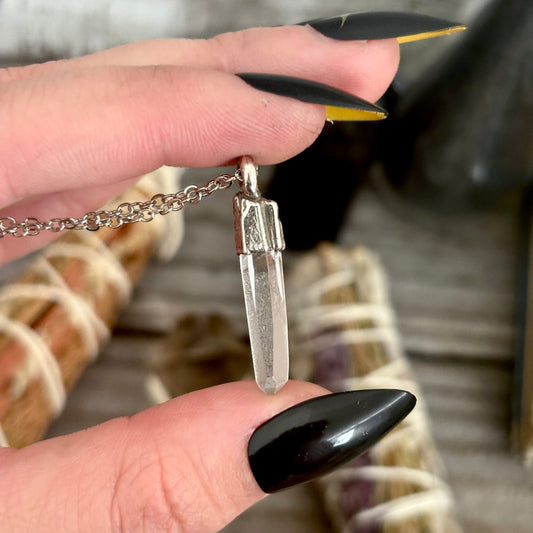 Dainty Raw Clear Quartz Necklace in Silver/ Foxlark Collection