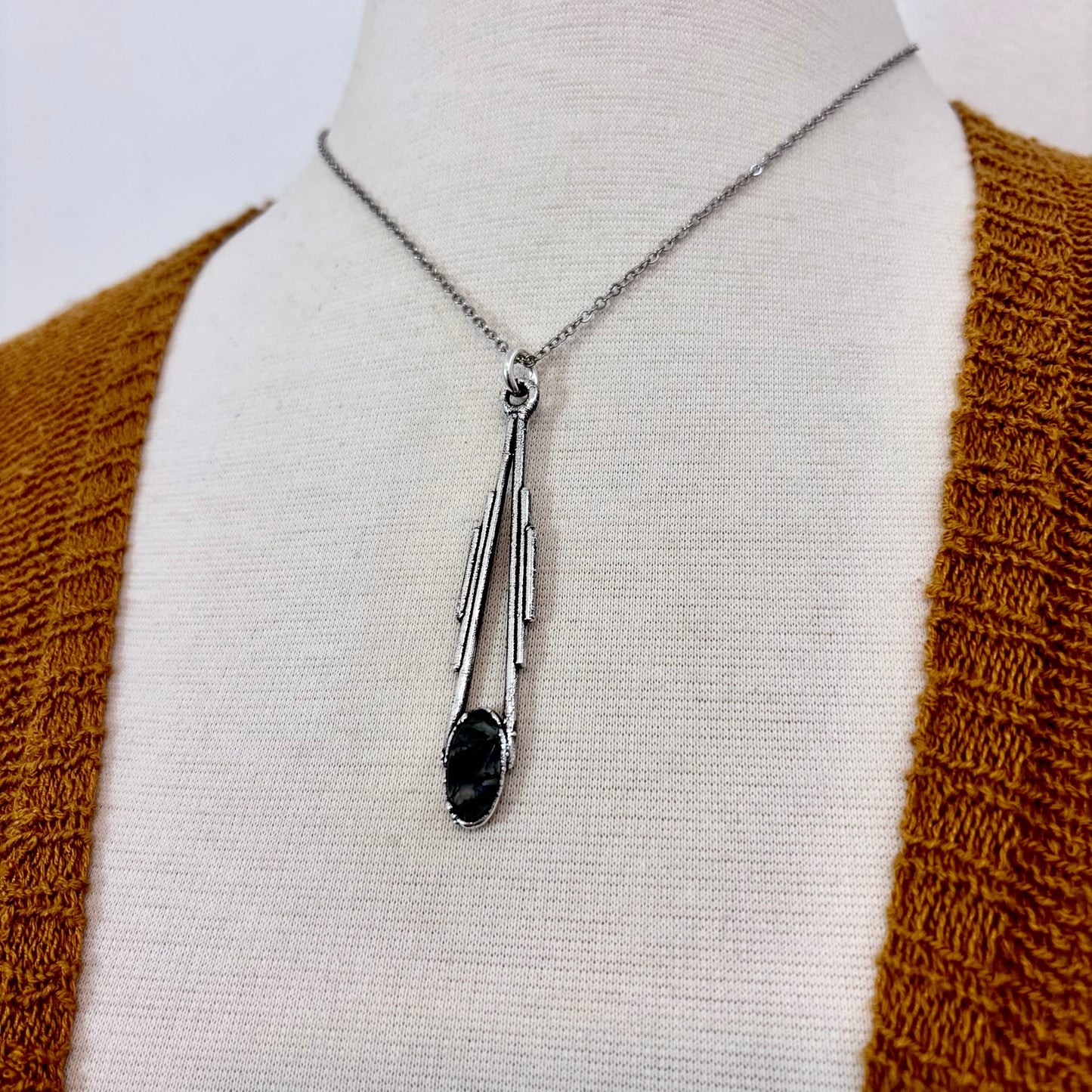 Moss Agate Crystal Necklace in Fine Silver / Foxlark Collection - One of a Kind