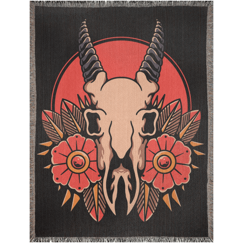 Goat Skull - Woven Blanket - Foxlark Crystal Jewelry