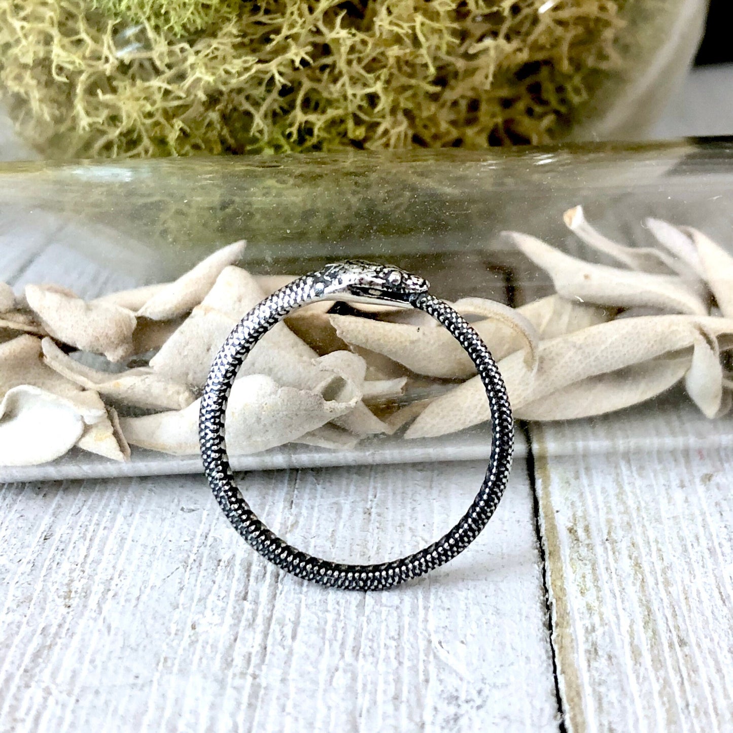 Ouroboros Snake Ring in Sterling Silver / Size 7 8 9 10 11 Curated Collection.