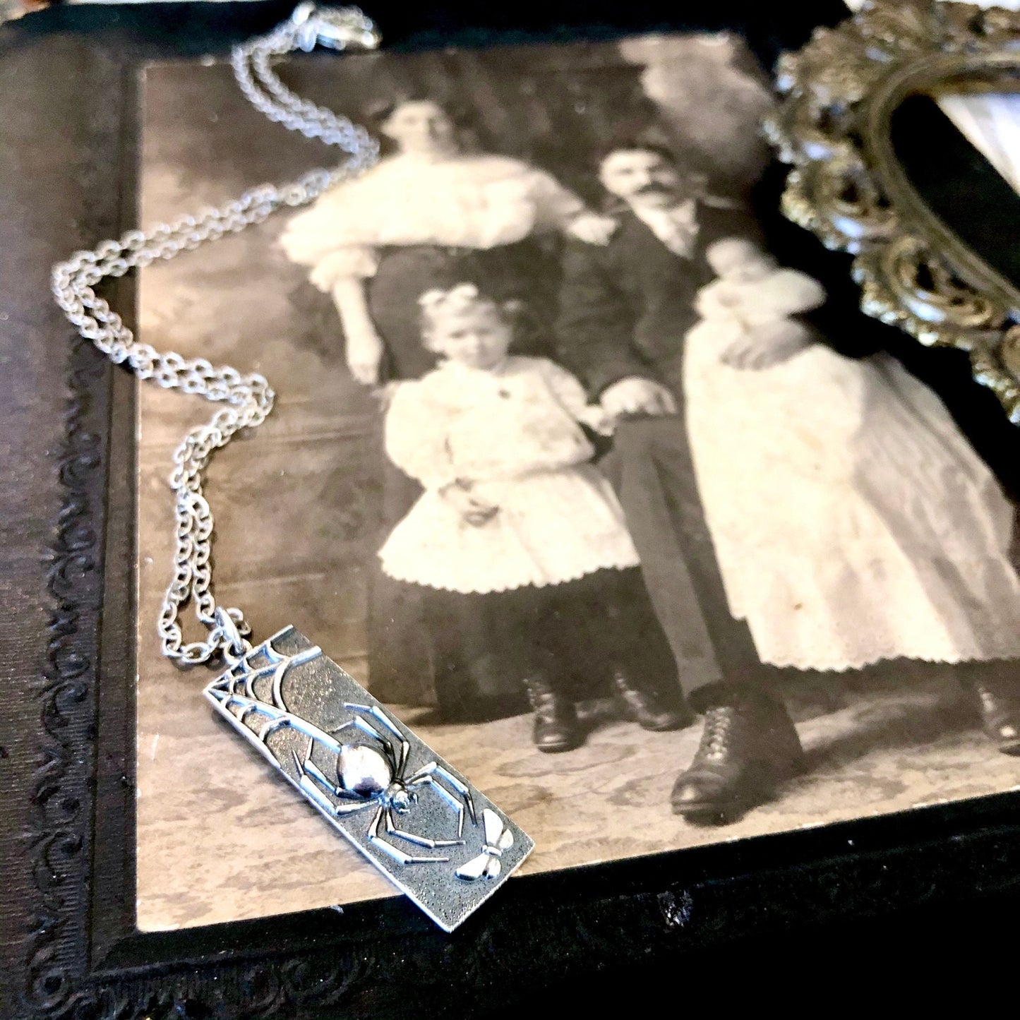 Tiny Talisman Collection - Sterling Silver Spider Necklace Pendant 32mm /.