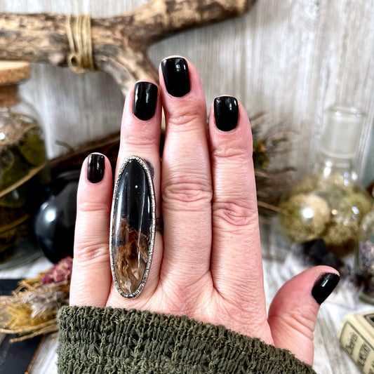 Unique Size 7 Large Fossilized Palm Root Statement Ring in Fine Silver / Foxlark Collection - One of a Kind.