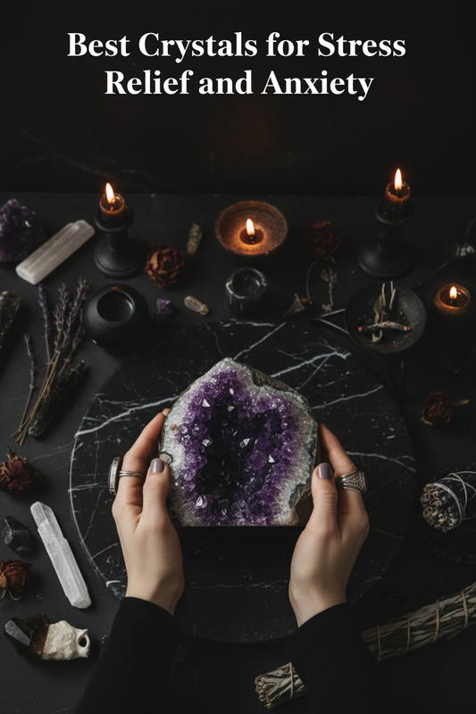 best crystals for stress relief , anxiety — amethyst, black tourmaline, lepidolite, and more.