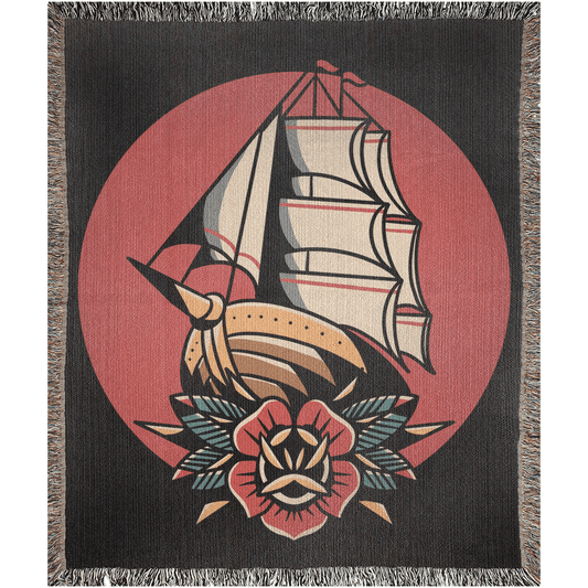 Old Sailor Traditional Tattoo Style - Woven Blanket