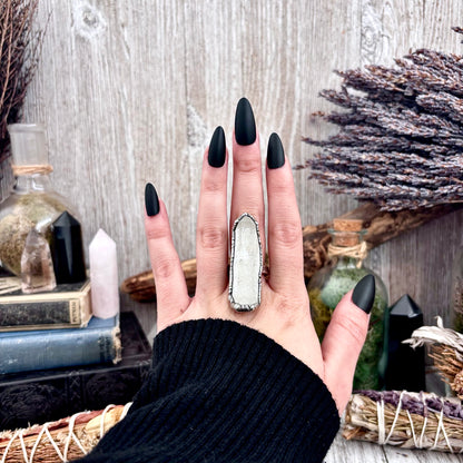 Raw Clear Quartz Crystal Ring Set in Fine Silver Size 9 / Foxlark Collection - One of a Kind