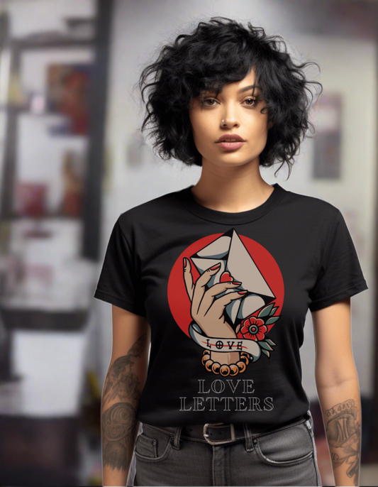 Love Letters Tattoo T-shirt / Traditional Tattoo Tee Shirt / Punk Rock Clothing Tshirt Rockabilly Psychobilly Freak Goth - Foxlark Crystal Jewelry