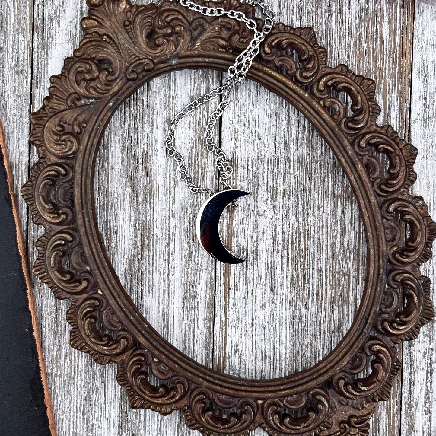 Crescent Moon Urn Necklace - Stainless Steel / Cremation Necklace Memorial Jewelry
