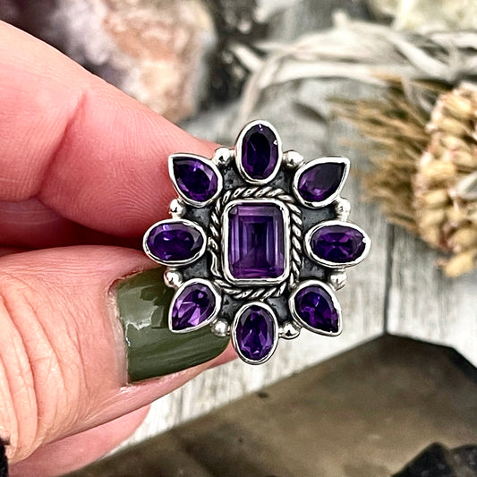 Large Adjustable Amethyst Ring  / Curated by FOXLARK Collection