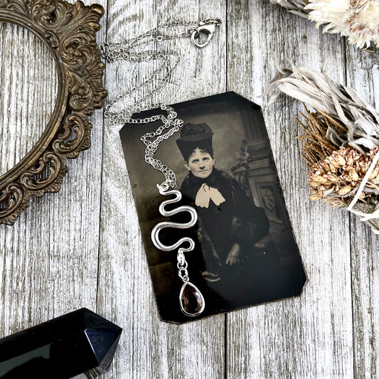 Snake and Smokey Quartz Talisman Necklace / Talisman Collection-Sterling Silver