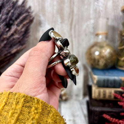 Multi Stone Citrine Obsidian Prehnite Smoky Quartz Ring In Silver Size 8.5 / Foxlark Collection