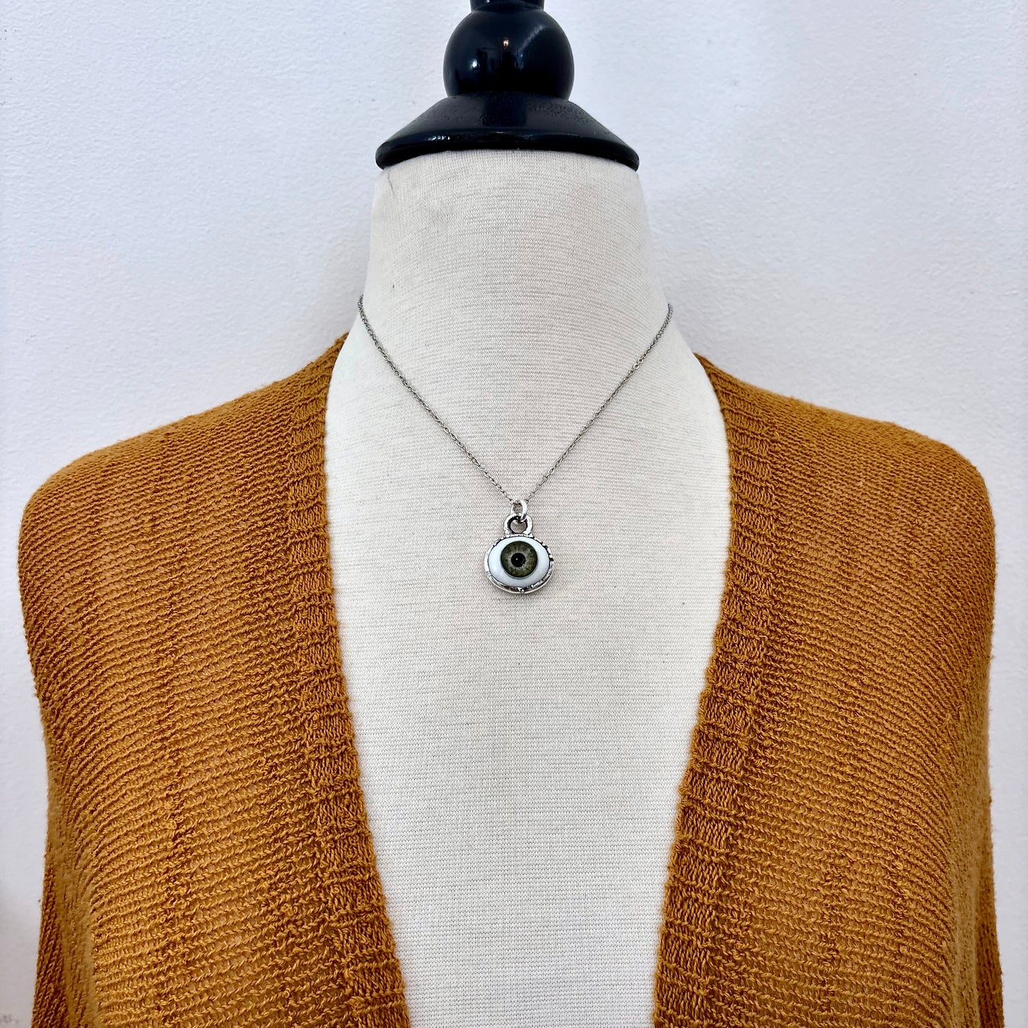 Green Iris Eye Necklace Fine Silver / Foxlark Collection - One of a Kind