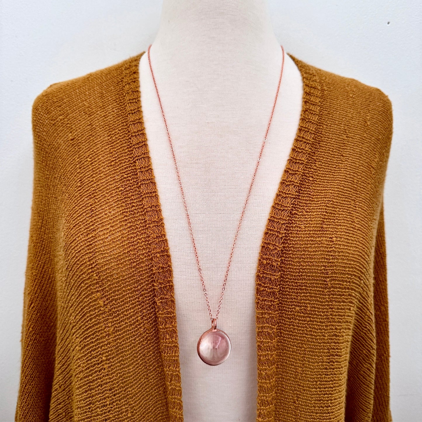 Clear Quartz Crystal Ball Necklace in Copper / Foxlark Collection