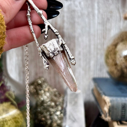 Rutilated Quartz Crystal Necklace in Silver / Sticks & Stones Collection