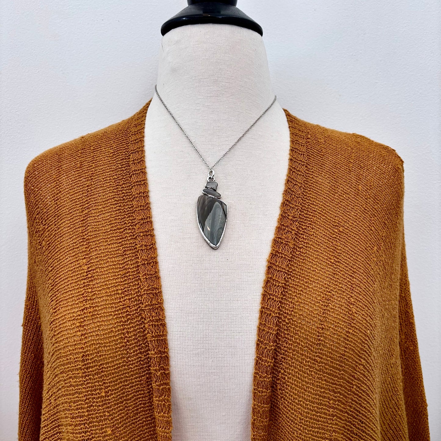 Multi Stone Peach Moonstone Imperial Jasper Necklace Silver / Foxlark Collection