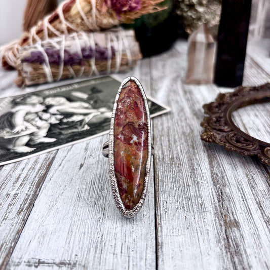 Brenda Jasper Crystal Ring Fine Silver Size 9.5 / Foxlark Collection - One of a Kind