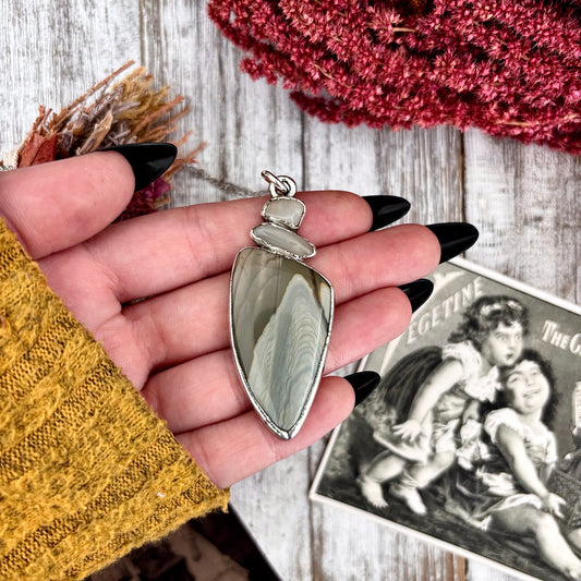 Multi Stone Peach Moonstone Imperial Jasper Necklace Silver / Foxlark Collection