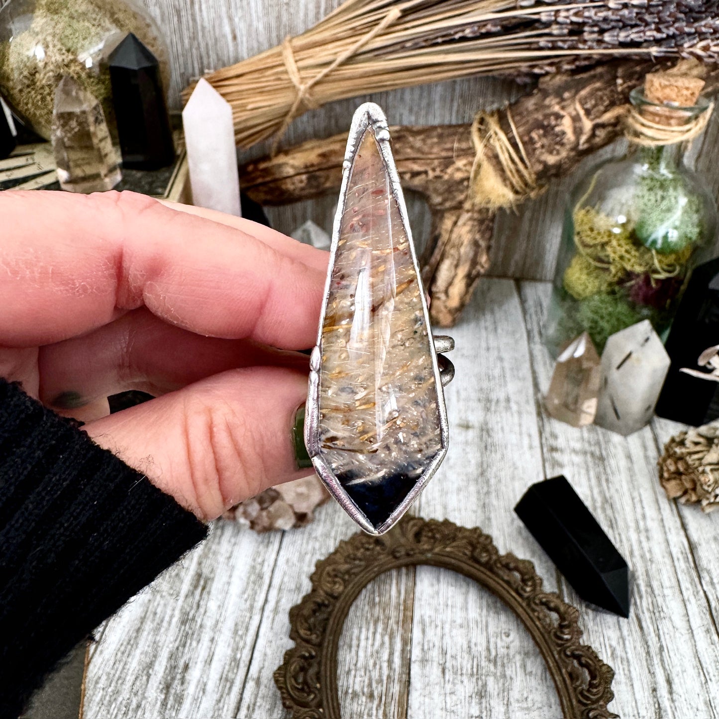 Fossilized Palm Root Ring Size 8  / Foxlark Crystal Jewelry Collection