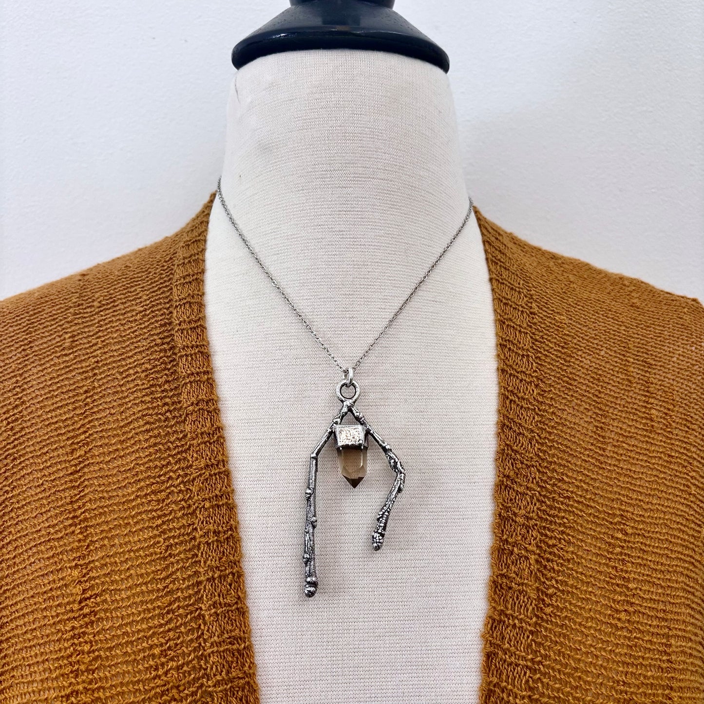 Raw Citrine Crystal Necklace in Silver / Sticks & Stones Collection