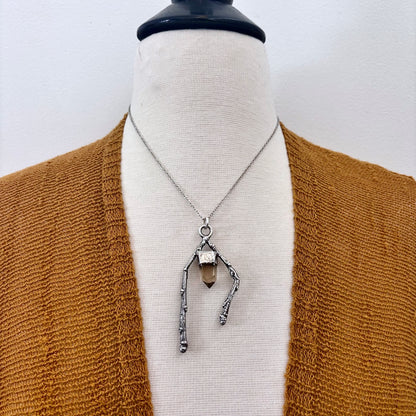 Raw Citrine Crystal Necklace in Silver / Sticks & Stones Collection
