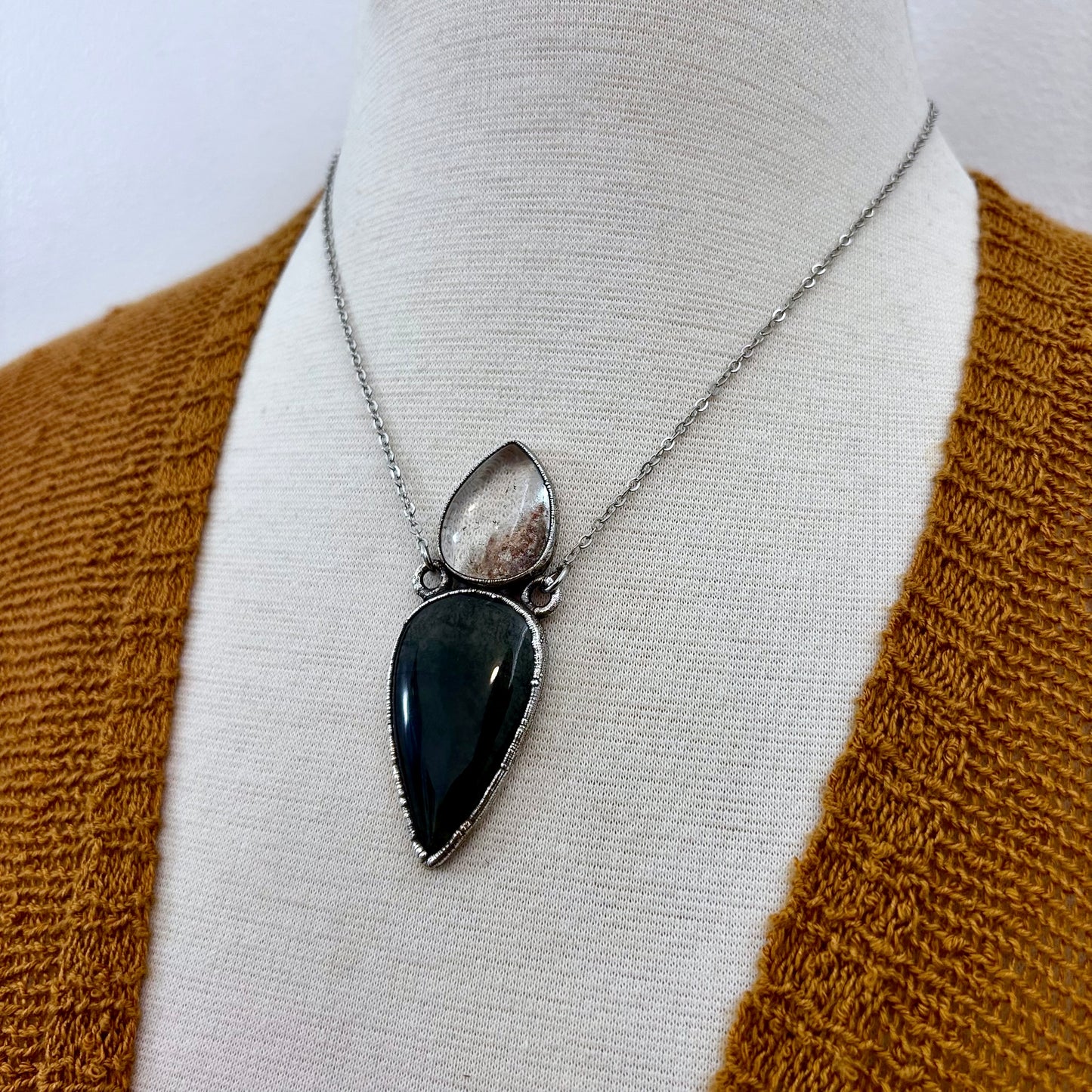 Multi Stone Garden Quartz Moss Agate Necklace Silver / Foxlark Collection
