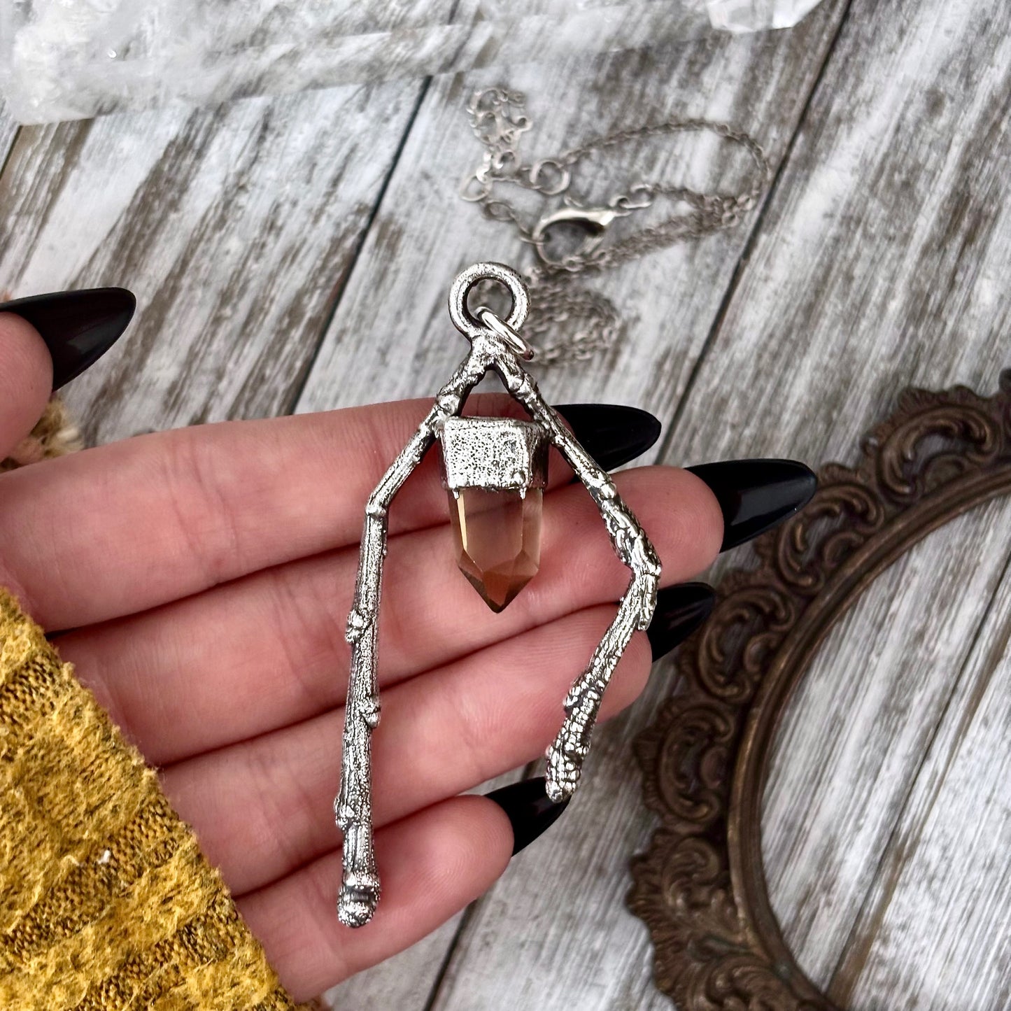 Raw Citrine Crystal Necklace in Silver / Sticks & Stones Collection