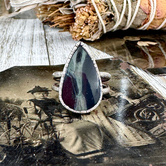 Spiderweb Obsidian Crystal Ring Fine Silver Size 8/ Foxlark Collection - One of a Kind