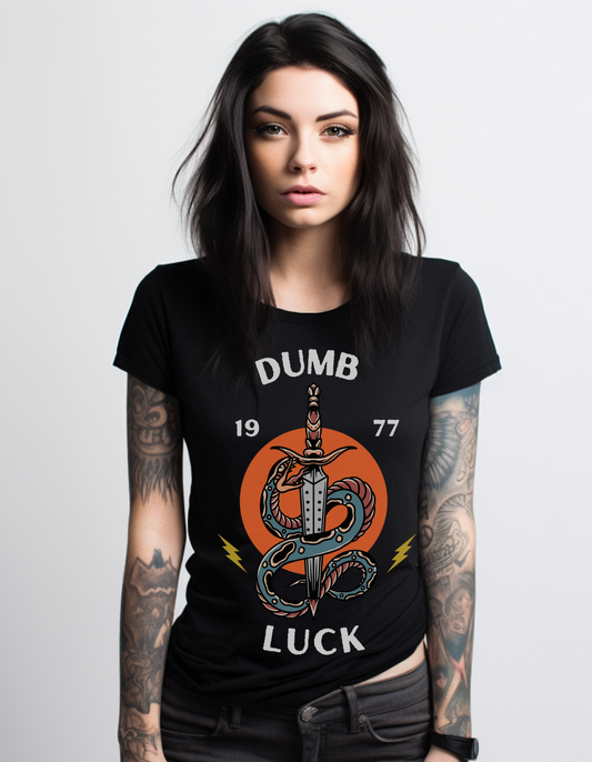 Dumb Luck Tattoo T-shirt / Unisex Vintage American Old School Traditional Tattoo Flash Tee Shirt / Punk Alternative Clothing Tshirt - Foxlark Crystal Jewelry