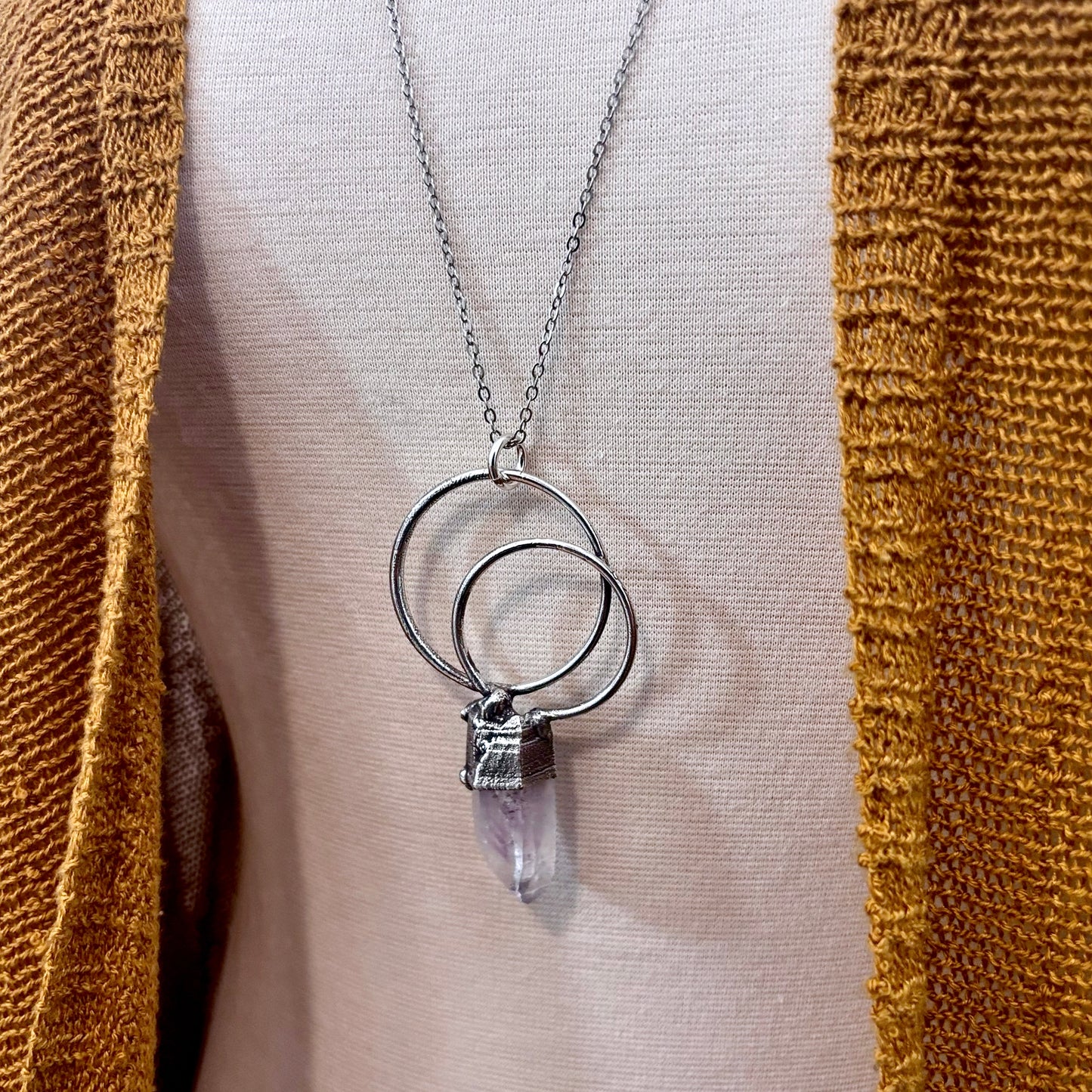 Big Raw Vera Cruz Amethyst Necklace in Fine Silver / Foxlark Collection - One of a Kind
