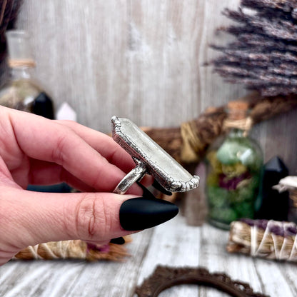 Raw Clear Quartz Crystal Ring Set in Fine Silver Size 9 / Foxlark Collection - One of a Kind