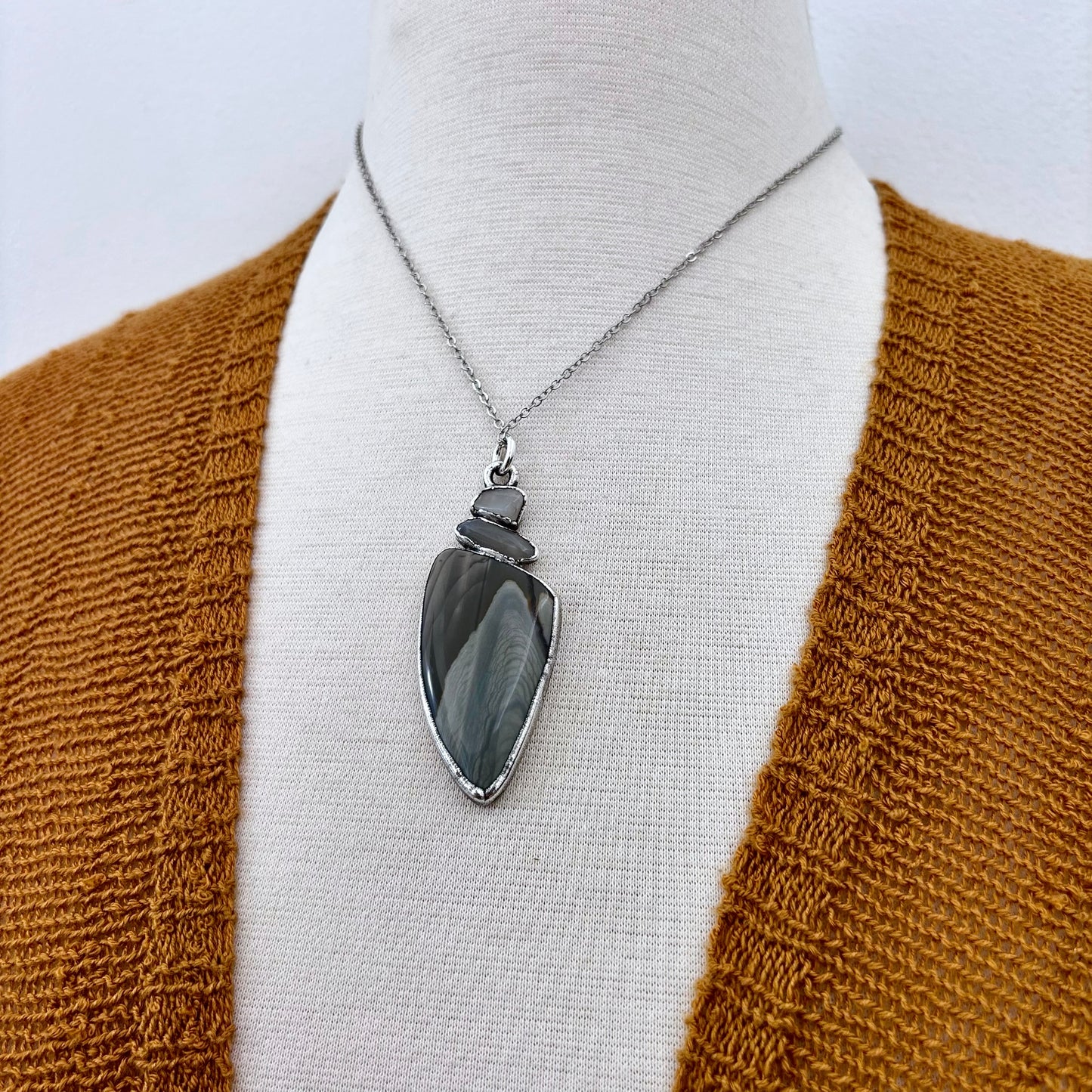 Multi Stone Peach Moonstone Imperial Jasper Necklace Silver / Foxlark Collection