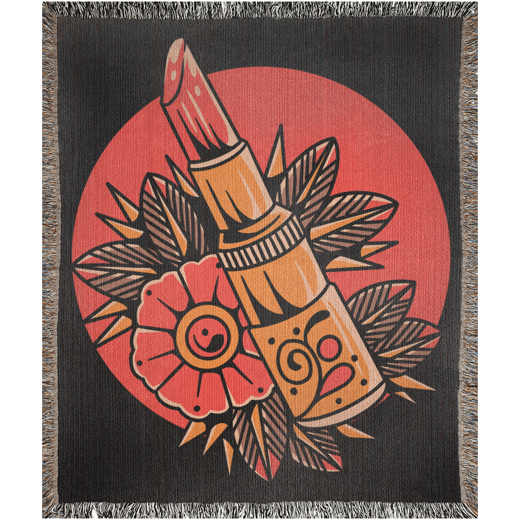 Lipstick Traditional Tattoo Style - Woven Blanket - Foxlark Crystal Jewelry