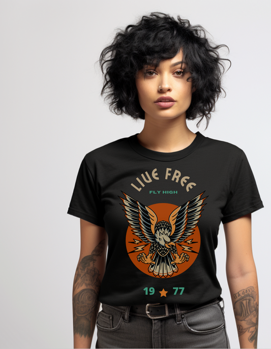 Live Free Tattoo T-shirt / Traditional Tattoo Tee Shirt / Punk Rock Clothing Tshirt Rockabilly Psychobilly Freak Goth - Foxlark Crystal Jewelry