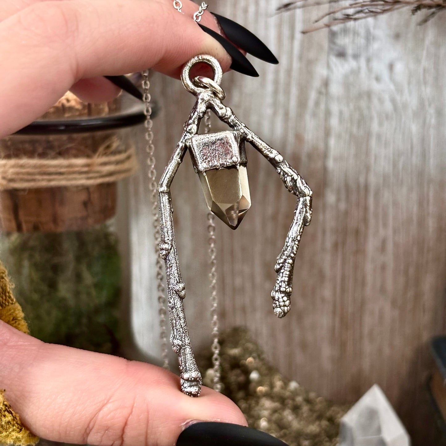 Raw Citrine Crystal Necklace in Silver / Sticks & Stones Collection