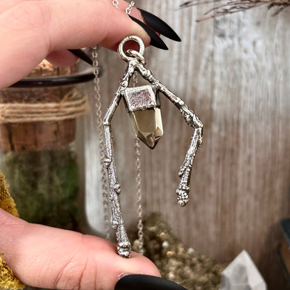 Raw Citrine Crystal Necklace in Silver / Sticks & Stones Collection