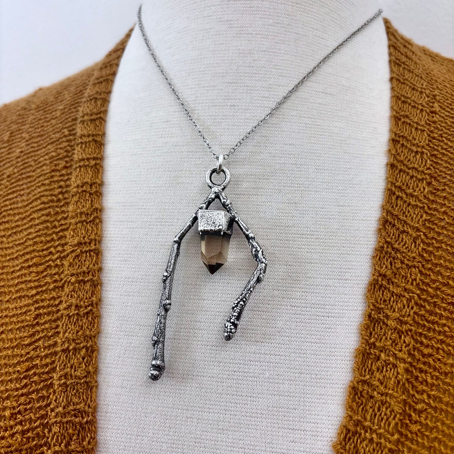 Raw Citrine Crystal Necklace in Silver / Sticks & Stones Collection