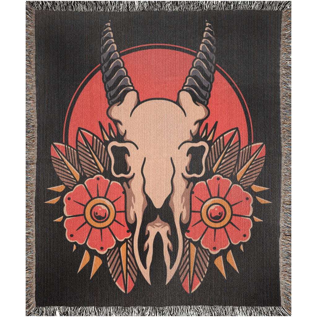 Goat Skull - Woven Blanket - Foxlark Crystal Jewelry