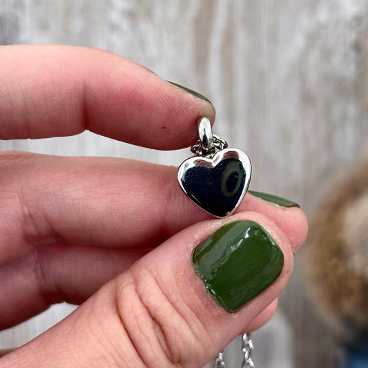 Tiny Heart Urn Necklace - Stainless Steel / Cremation Necklace Memorial Jewelry