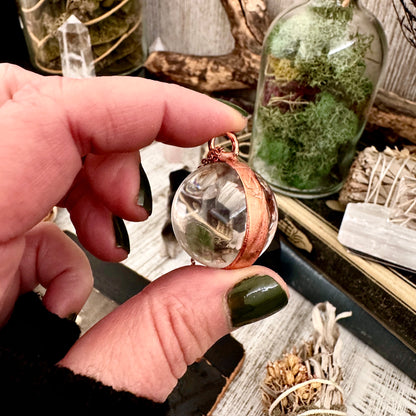 Clear Quartz Crystal Ball Necklace in Copper / Foxlark Collection
