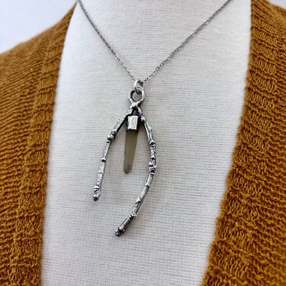 Phantom Quartz Crystal Necklace in Silver / Sticks & Stones Collection