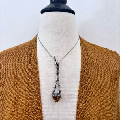 Raw Citrine Crystal Necklace in Silver / Sticks & Stones Collection
