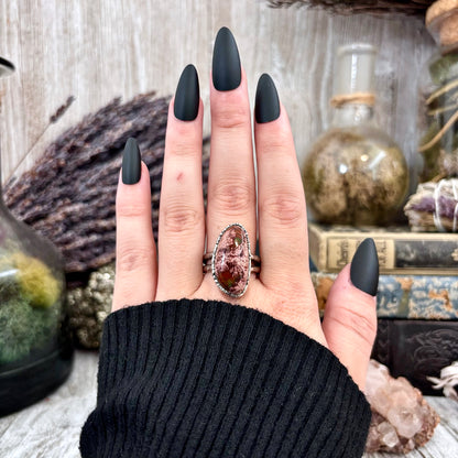 Fire Opal Crystal Ring Set in Fine Silver Size 9 / Foxlark Collection - One of a Kind
