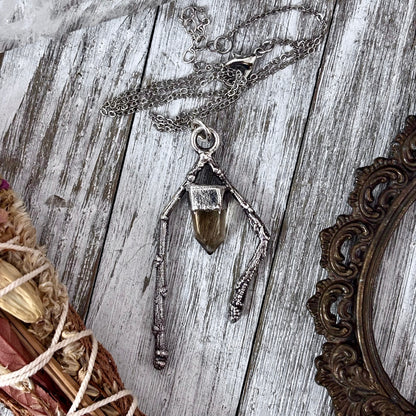 Raw Citrine Crystal Necklace in Silver / Sticks & Stones Collection