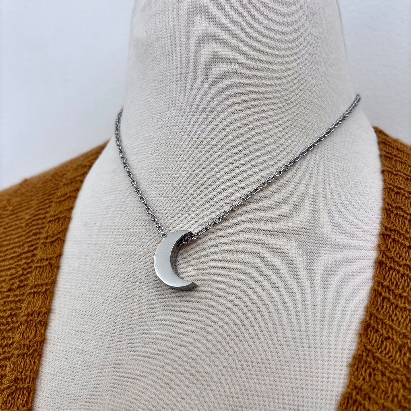 Crescent Moon Urn Necklace - Stainless Steel / Cremation Necklace Memorial Jewelry