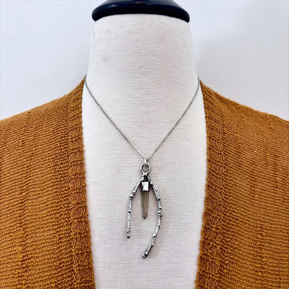 Phantom Quartz Crystal Necklace in Silver / Sticks & Stones Collection