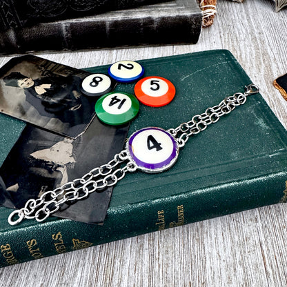 Playing Games - #4 Pool Ball Bracelet Fine Silver / One of a Kind.