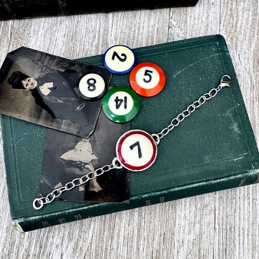 Playing Games - #7 Pool Ball Bracelet Fine Silver / One of a Kind.